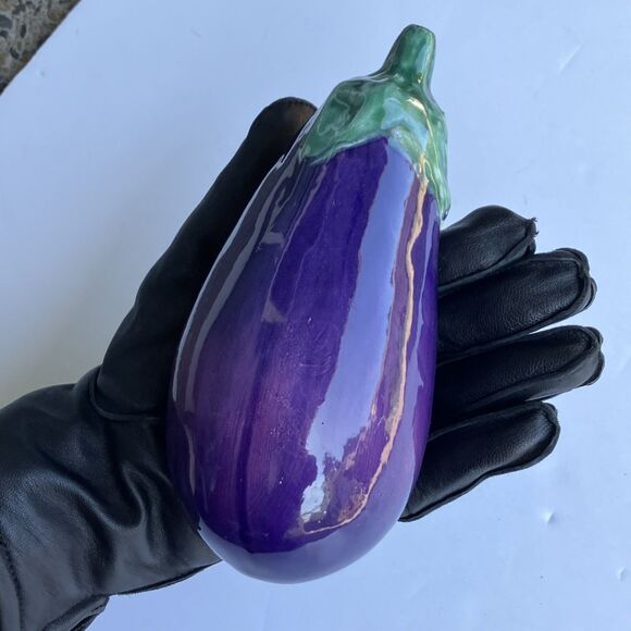 Vintage A Due Tosin Italy Majolica Ceramic Eggplant Art Pottery Vegetable Purple - Picture 11 of 13